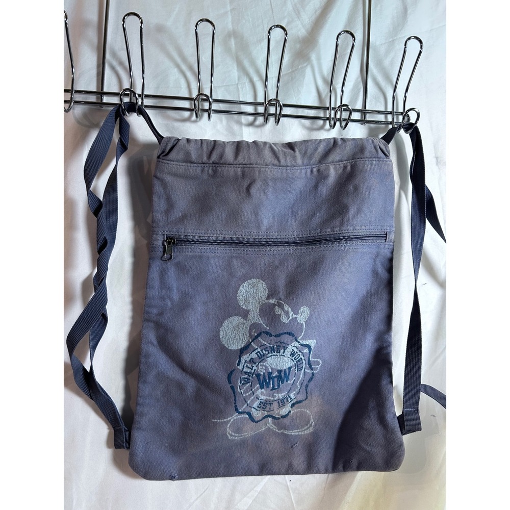 Disney Drawstring Backpack OS Purple Mickey Mouse WDW Canvas Bag Women